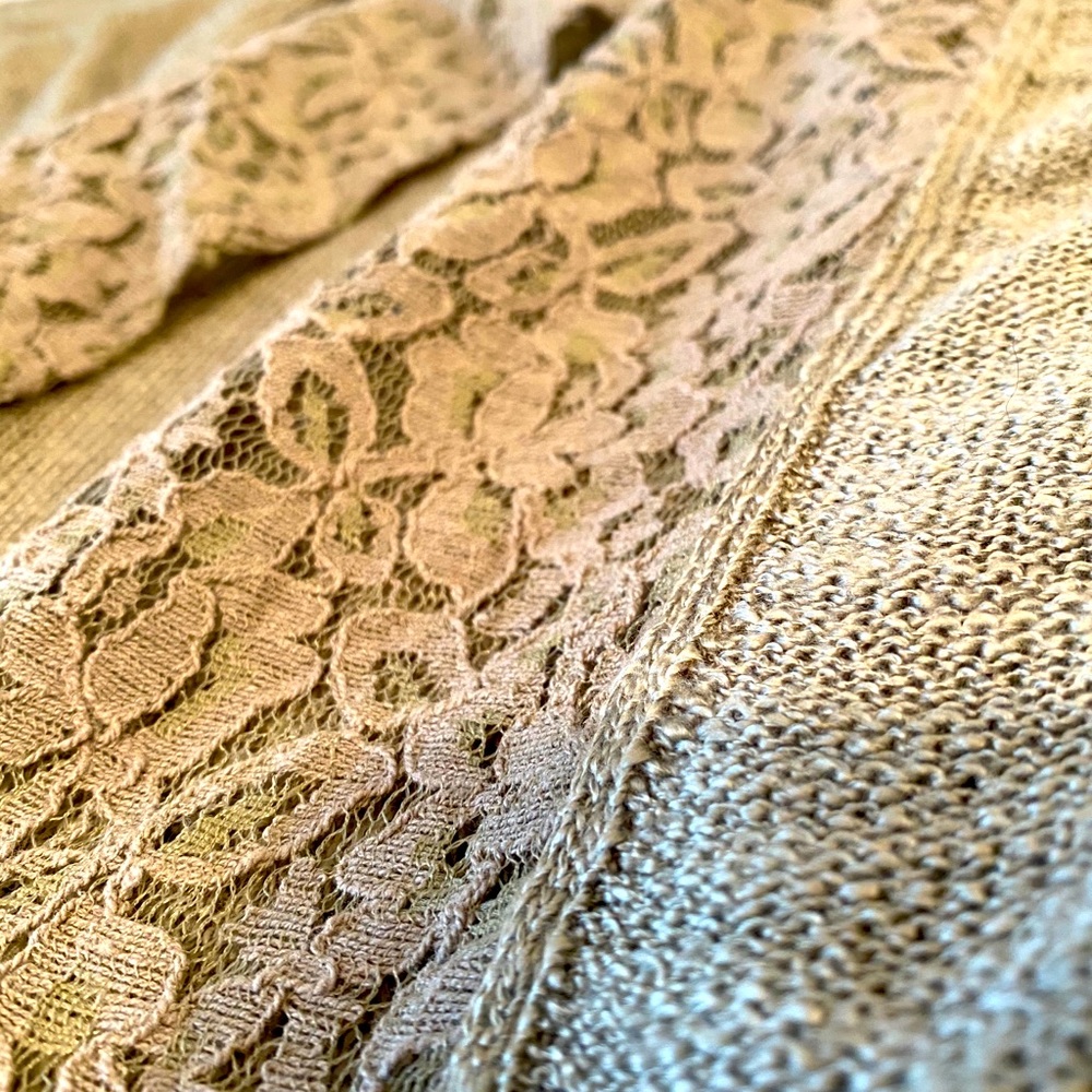 Green Sweater with Lace Detail